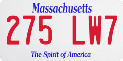MA license plate 275LW7
