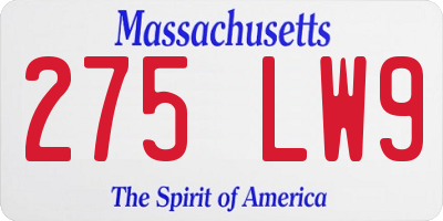 MA license plate 275LW9