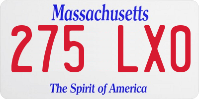 MA license plate 275LX0