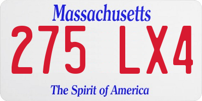 MA license plate 275LX4
