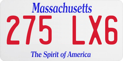 MA license plate 275LX6