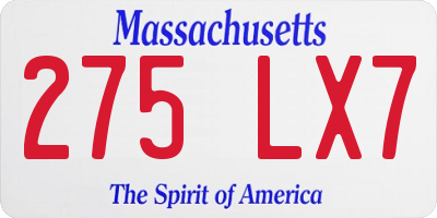 MA license plate 275LX7