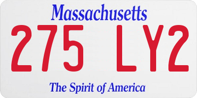 MA license plate 275LY2