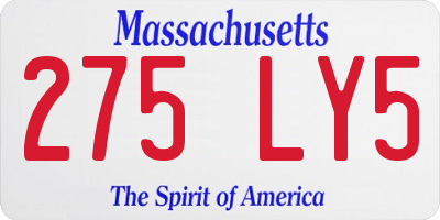 MA license plate 275LY5
