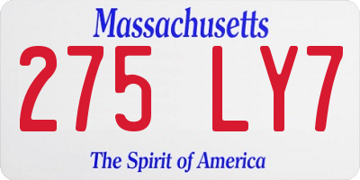 MA license plate 275LY7