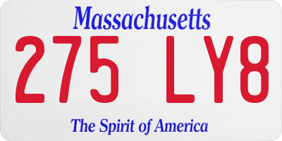 MA license plate 275LY8