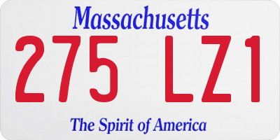 MA license plate 275LZ1