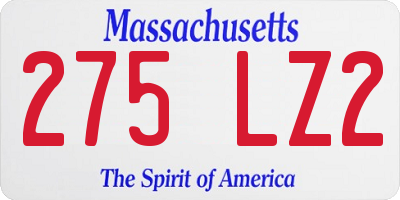 MA license plate 275LZ2