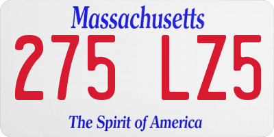 MA license plate 275LZ5