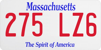 MA license plate 275LZ6