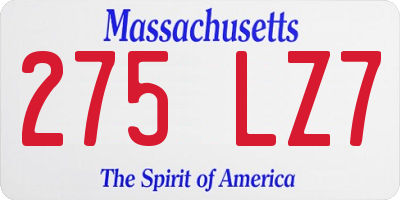 MA license plate 275LZ7