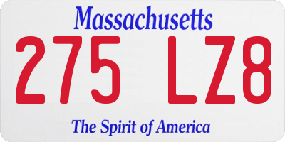 MA license plate 275LZ8