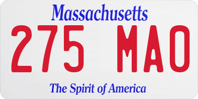 MA license plate 275MA0