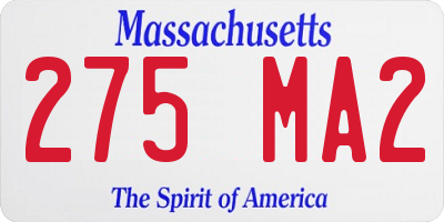MA license plate 275MA2