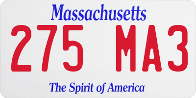 MA license plate 275MA3