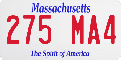 MA license plate 275MA4
