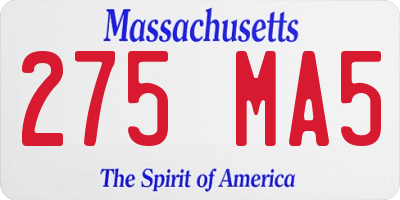 MA license plate 275MA5