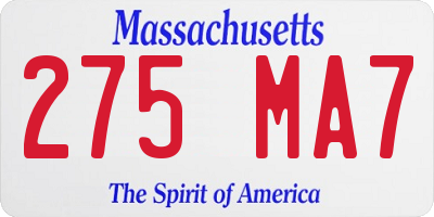 MA license plate 275MA7