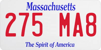 MA license plate 275MA8