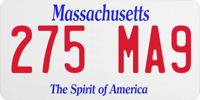 MA license plate 275MA9