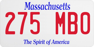 MA license plate 275MB0
