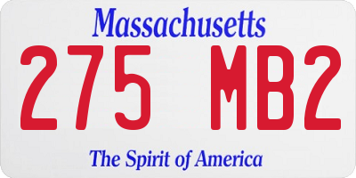 MA license plate 275MB2