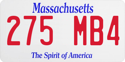 MA license plate 275MB4