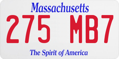 MA license plate 275MB7