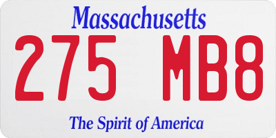 MA license plate 275MB8