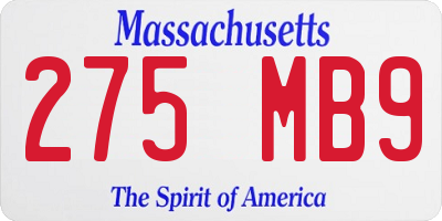 MA license plate 275MB9