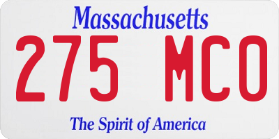 MA license plate 275MC0
