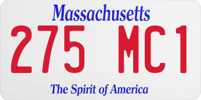 MA license plate 275MC1
