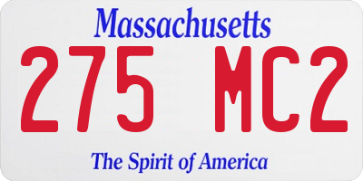 MA license plate 275MC2