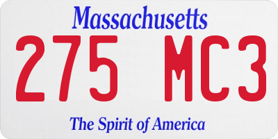 MA license plate 275MC3