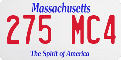 MA license plate 275MC4
