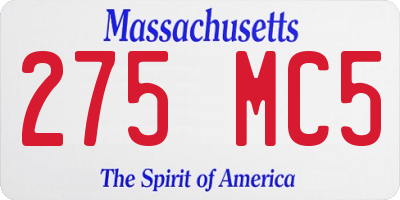 MA license plate 275MC5