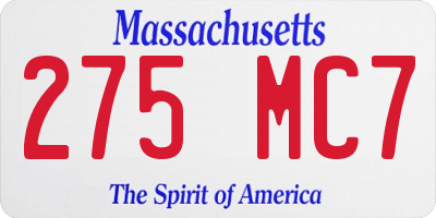 MA license plate 275MC7