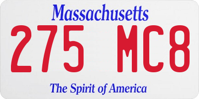 MA license plate 275MC8