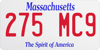 MA license plate 275MC9