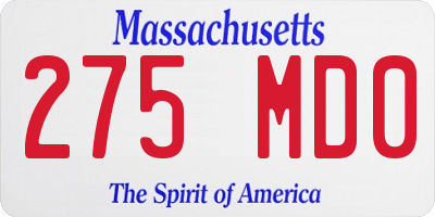 MA license plate 275MD0