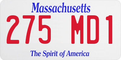 MA license plate 275MD1