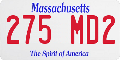 MA license plate 275MD2