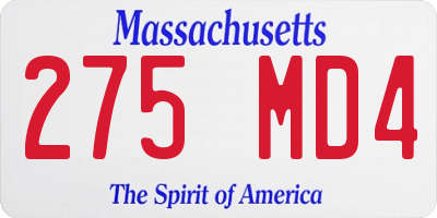 MA license plate 275MD4