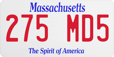 MA license plate 275MD5