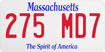 MA license plate 275MD7