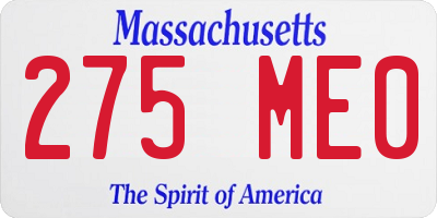 MA license plate 275ME0
