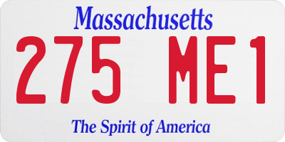 MA license plate 275ME1
