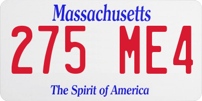 MA license plate 275ME4