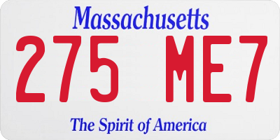 MA license plate 275ME7