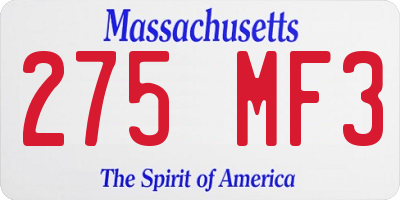 MA license plate 275MF3